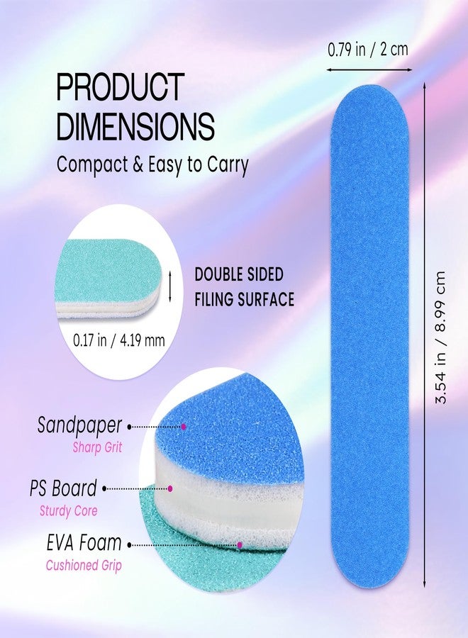 Pana 25pcs - PANA Mini Double-Sided Emery Nail File for Manicure, Pedicure, Natural, and Acrylic Nails - Blue/Light Blue (Grit 180/240) - Image 3