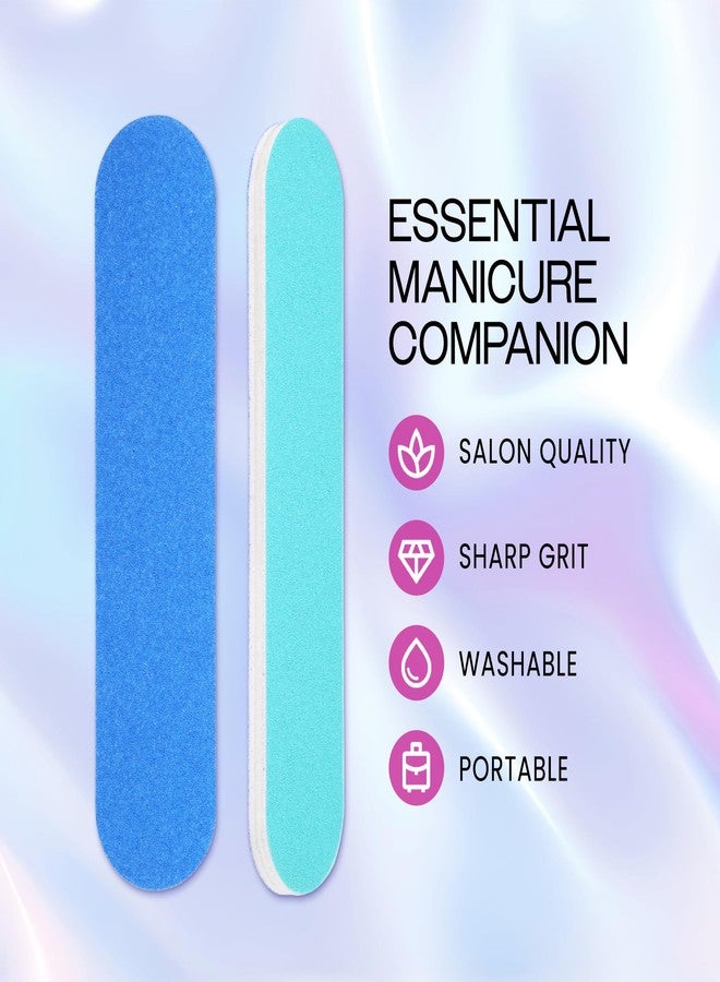 Pana 25pcs - PANA Mini Double-Sided Emery Nail File for Manicure, Pedicure, Natural, and Acrylic Nails - Blue/Light Blue (Grit 180/240) - Image 2