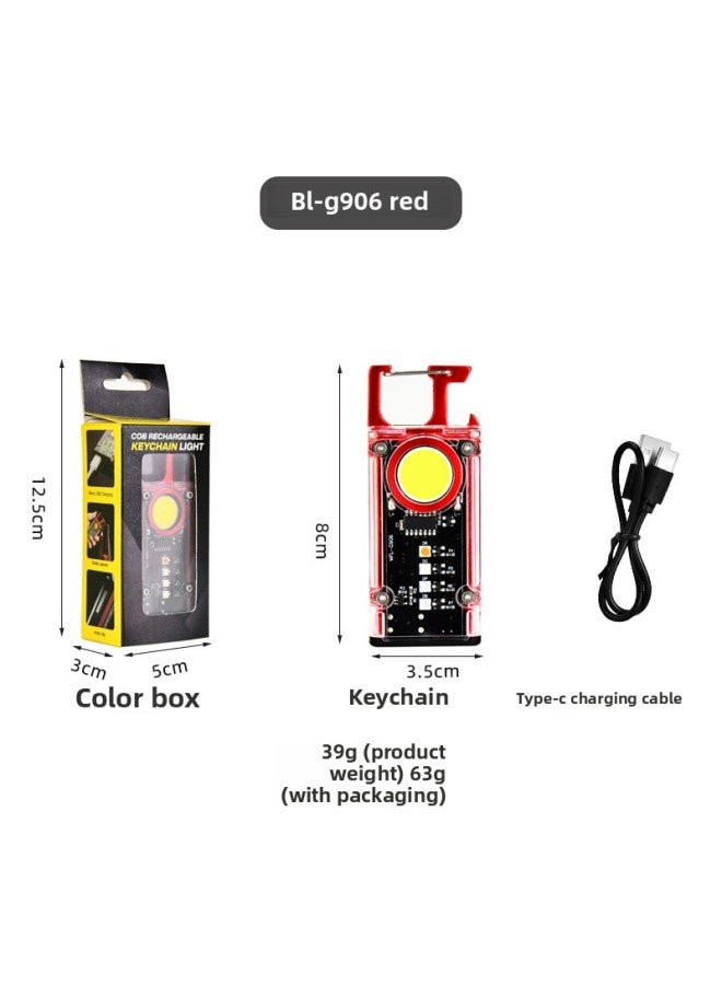 Generic Cob Keychain Light Outdoor Mountaineering Buckle Light Portable Camping Light Bottle Opener Multifunctional Emergency Bright Light 