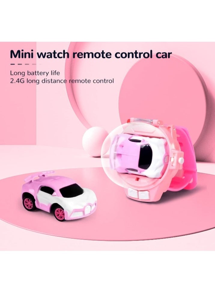 Mini Remote Control Car Watch Toys for Kids, 2.4 GHz Cute Wrist Racing Car Watch Toy Tiktok Watch Car Toys, USB Charging Cartoon RC Small Car Interactive Game Toys, Gift for Boys Girls - Image 2