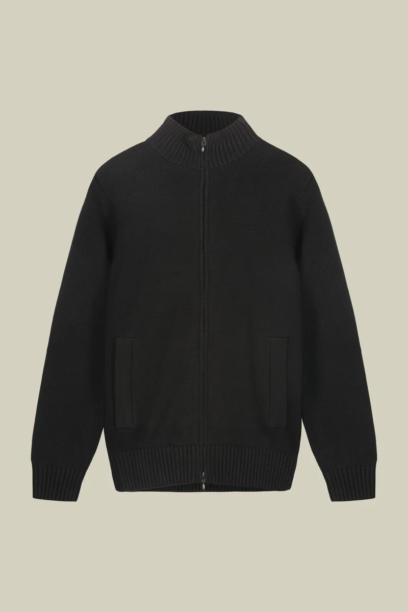 دوبل غانغر Men's 100% cotton cardigan - Forest Green