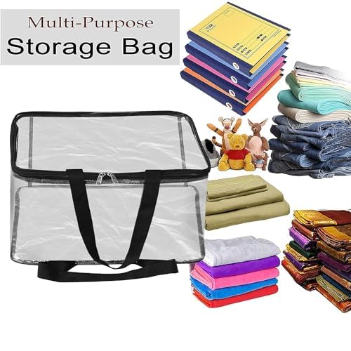 DAOME saree bag or Covers for Clothes Lehenga Blankets Bedsheets Toys Docs Transparent Pvc Storage Cover Wardrobe Organizer Clear Storage Box Bag Pack 2 - Image 5