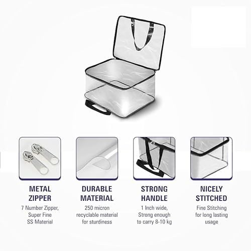 DAOME saree bag or Covers for Clothes Lehenga Blankets Bedsheets Toys Docs Transparent Pvc Storage Cover Wardrobe Organizer Clear Storage Box Bag Pack 2 - Image 3