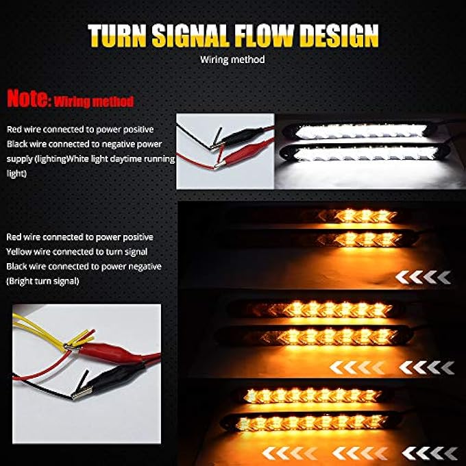 YEERON 2 In1 Fuction Arrow Led Drl Strip Switchback DualColor AmberWhite Waterproof Led Flexible Lights For Drl  Turn Signal LightsWhiteAmber 2Pack - Image 4
