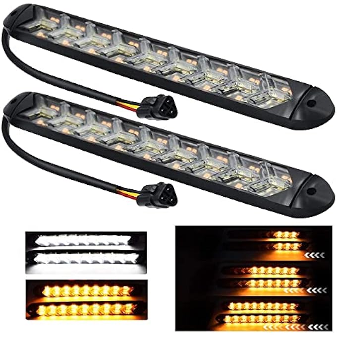 YEERON 2 In1 Fuction Arrow Led Drl Strip Switchback DualColor AmberWhite Waterproof Led Flexible Lights For Drl  Turn Signal LightsWhiteAmber 2Pack - Image 1