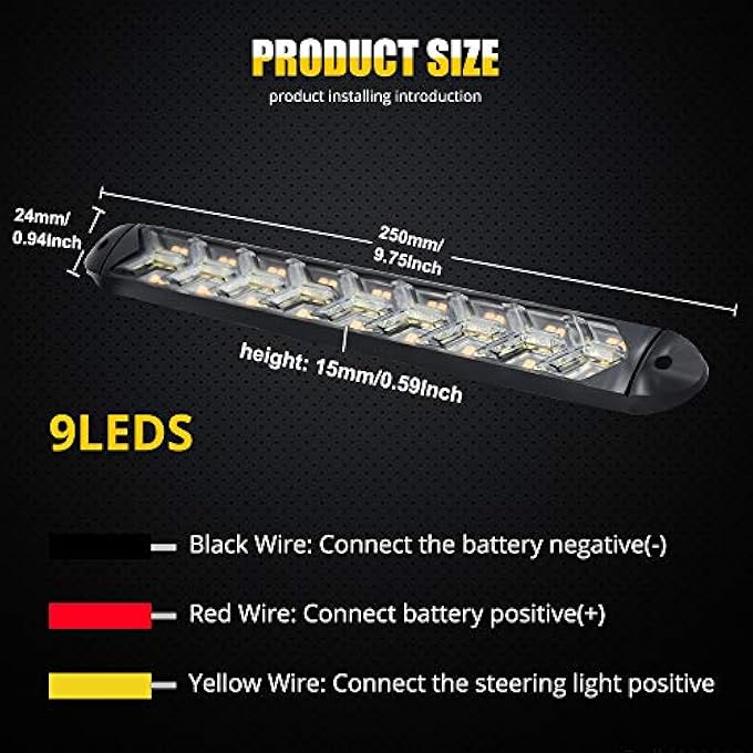YEERON 2 In1 Fuction Arrow Led Drl Strip Switchback DualColor AmberWhite Waterproof Led Flexible Lights For Drl  Turn Signal LightsWhiteAmber 2Pack - Image 3