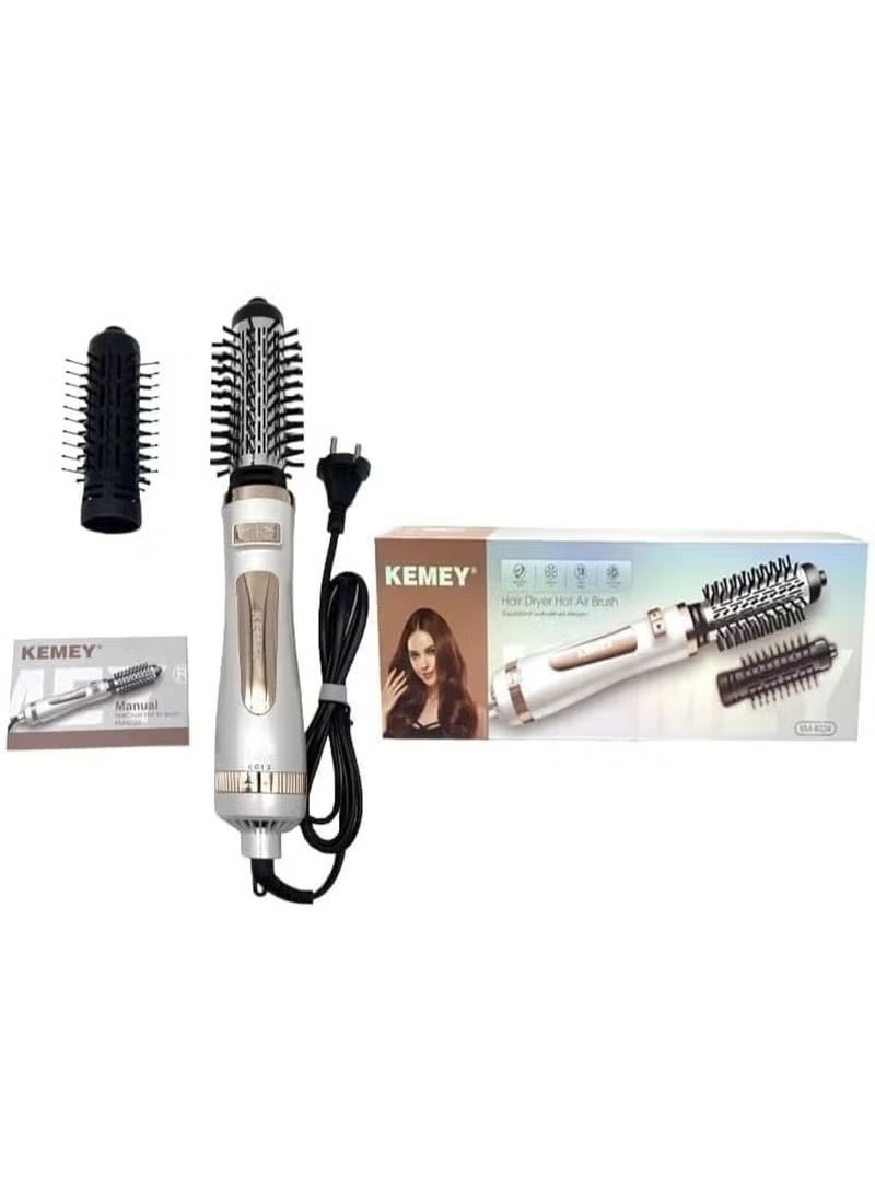 KEMEY Kemei Professional 2 in 1 Rotating Hair Dryer Brush Hot Air Brush 800W Curling Iron Hair Styler Negative Ionic Ceramic Hair Dryer -km 8024  - Image 1