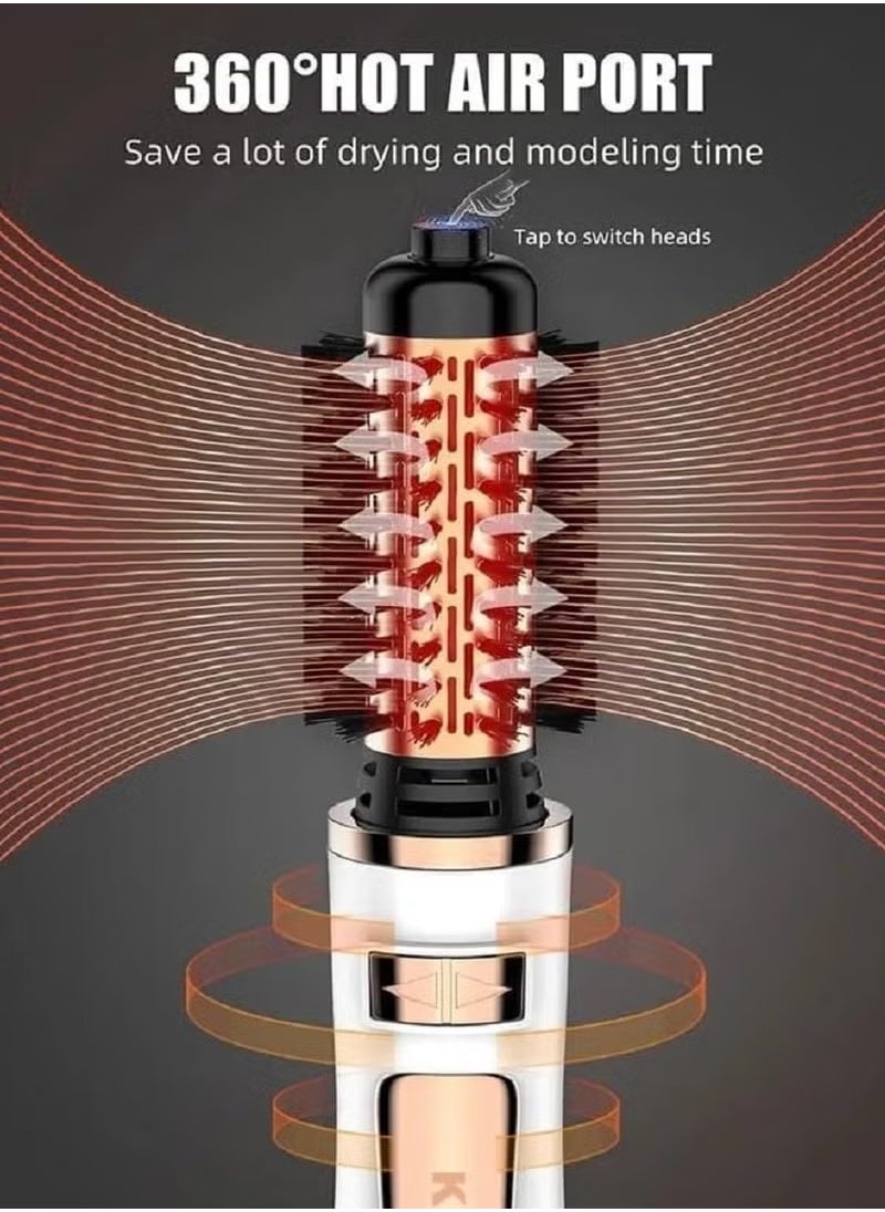 KEMEY Kemei Professional 2 in 1 Rotating Hair Dryer Brush Hot Air Brush 800W Curling Iron Hair Styler Negative Ionic Ceramic Hair Dryer -km 8024  - Image 5