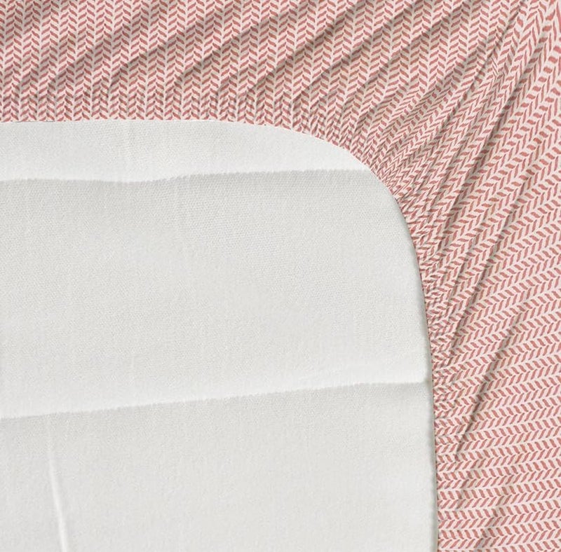 NEW LEAF Premium Cotton 210tc Elastic Fitted Bedsheets with 2 Pillow Covers | Double/King Bed with All Around Elastic Wrinklefree Supersoft Breathable |Size-78 x72+8 inches |Texture, Pink - Image 3