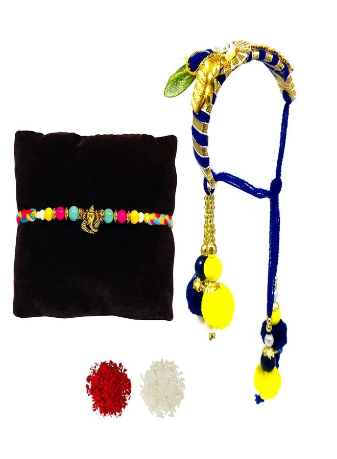 Evisha Ganesh Rakhi With Bhabhi Rakhi Lumba Cuda Hanging Rakhi For Brother | Rakhi Combo-90-Kada-30 | rakhi || rakhi set || rakhi for brother - Image 1