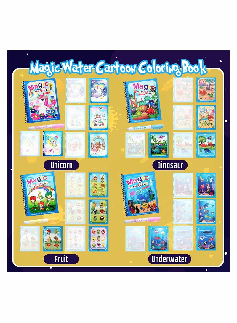 SYOSI Watercolor Picture Books Magic Book Toddlers Kids Reusable Painting Unicorn Animal Cartoon Coloring Book Boys Girls Educational Learning Toys Gifts (8 Pack) - Image 3