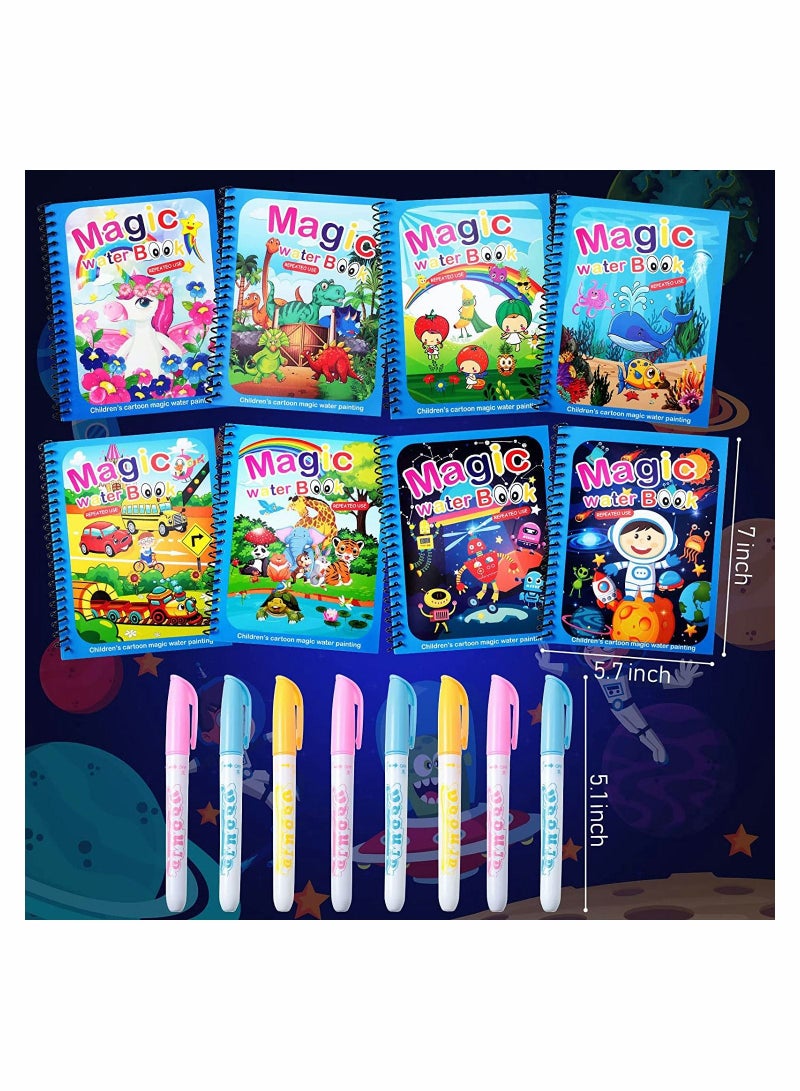 SYOSI Watercolor Picture Books Magic Book Toddlers Kids Reusable Painting Unicorn Animal Cartoon Coloring Book Boys Girls Educational Learning Toys Gifts (8 Pack) - Image 2