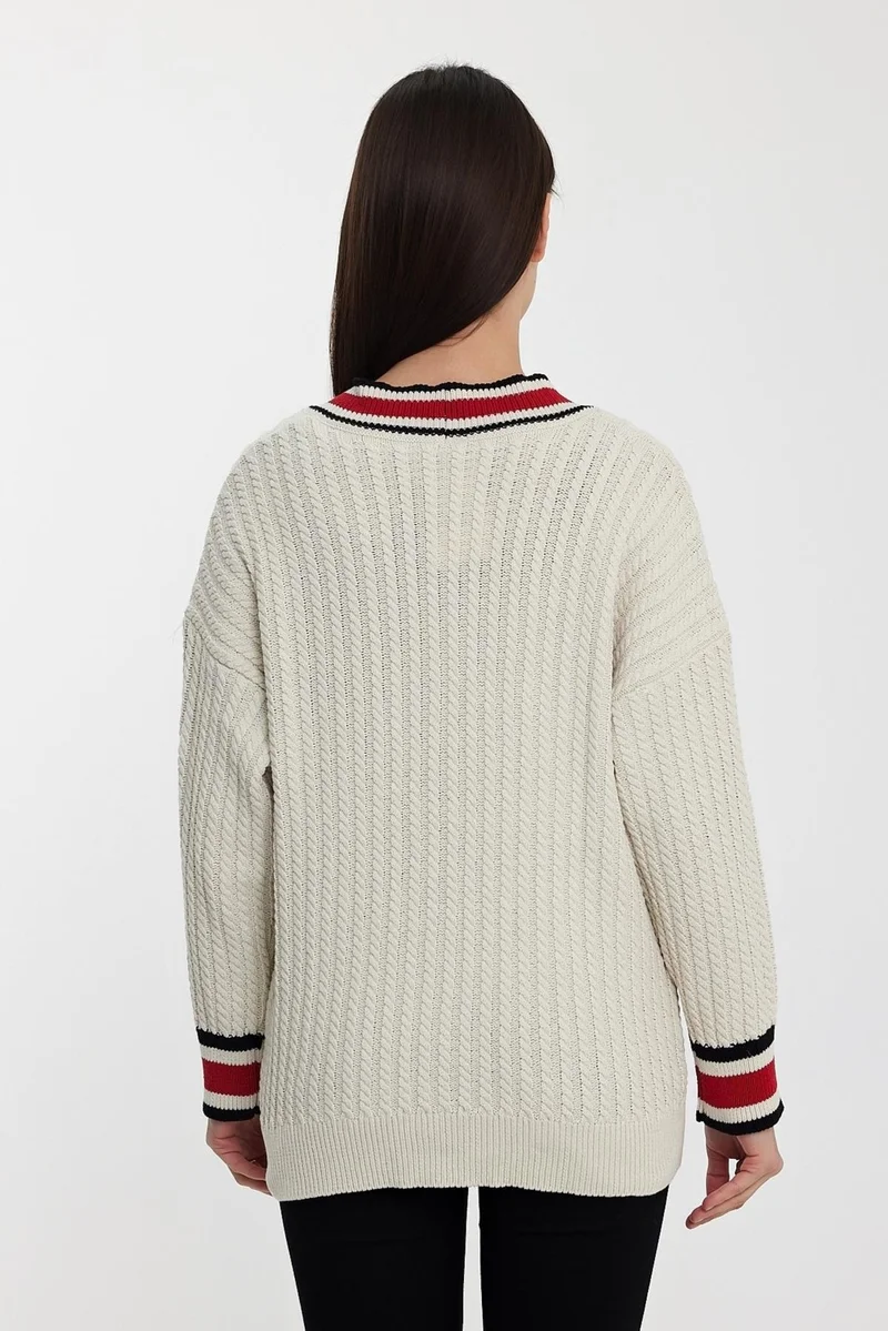 الكسندر جاردي Striped Collar Knitted Cardigan (A92021-S)