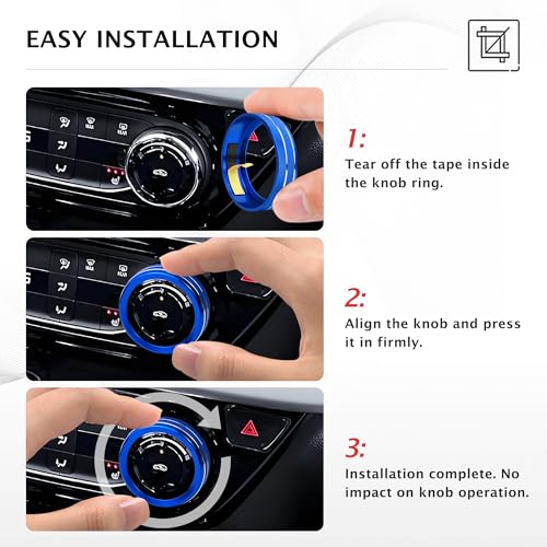 DvlynAuroa for Chevy Trax Accessories 2024-2025 2026, for Chevrolet Trailblazer Accessories 2020-2026, 4pcs Aluminum Alloy Knob Covers Trim Set - Push Start & Air Conditioning (Dark-Blue) - Image 4