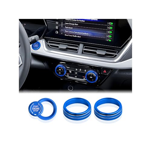 DvlynAuroa for Chevy Trax Accessories 2024-2025 2026, for Chevrolet Trailblazer Accessories 2020-2026, 4pcs Aluminum Alloy Knob Covers Trim Set - Push Start & Air Conditioning (Dark-Blue) - Image 1