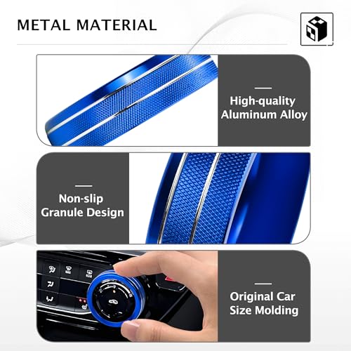DvlynAuroa for Chevy Trax Accessories 2024-2025 2026, for Chevrolet Trailblazer Accessories 2020-2026, 4pcs Aluminum Alloy Knob Covers Trim Set - Push Start & Air Conditioning (Dark-Blue) - Image 3