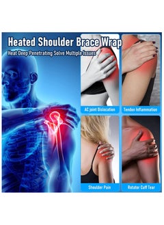 GNAFOTU Heated Shoulder Wrap Brace with Massage Electric Shoulder Massager Heating Pad for Left Right Frozen Shoulder Pain Relief Gift for Men Woman USB Power Supply  - Image 3