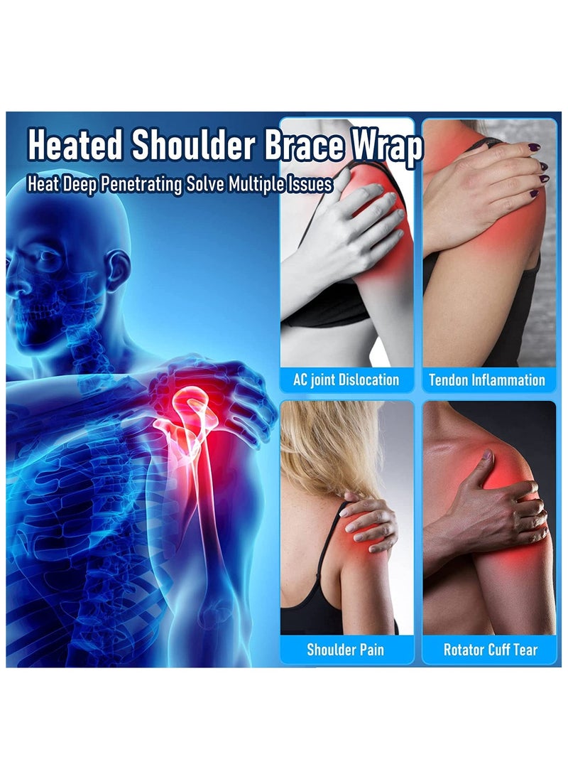 GNAFOTU Heated Shoulder Wrap Brace with Massage Electric Shoulder Massager Heating Pad for Left Right Frozen Shoulder Pain Relief Gift for Men Woman USB Power Supply  - Image 3