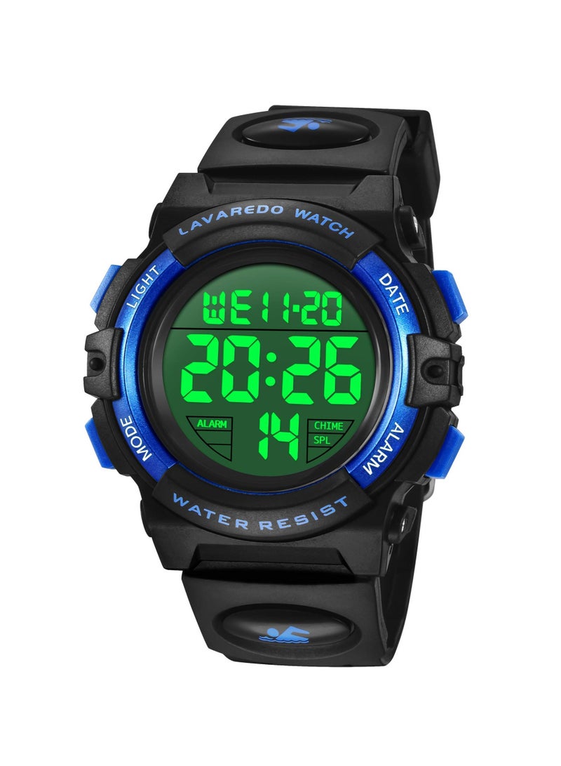 SYOSI Kids Watch, Boys Watch, Digital Sport Outdoor Multifunctional Chronograph LED 50 M Waterproof Alarm Calendar Analog Watch, for Children with Silicone Band, Kids Gift, for 3-15 Year Old Boys(1 Pack) - Image 1
