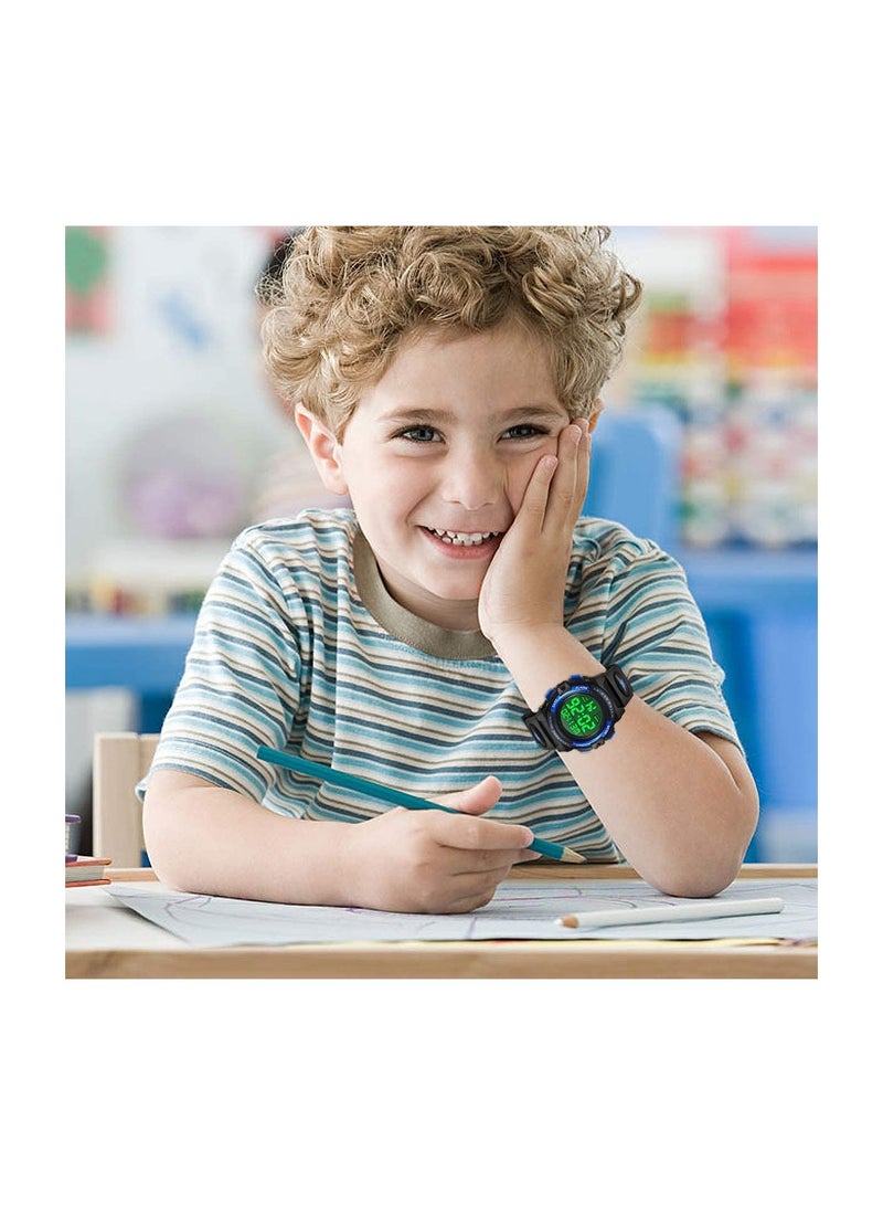 SYOSI Kids Watch, Boys Watch, Digital Sport Outdoor Multifunctional Chronograph LED 50 M Waterproof Alarm Calendar Analog Watch, for Children with Silicone Band, Kids Gift, for 3-15 Year Old Boys(1 Pack) - Image 2