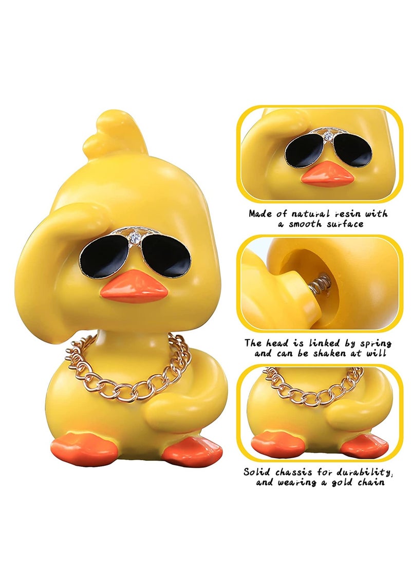 Cute Yellow Duck Toy Car Dashboard Ornament Shaking Head for Fun and Cheerful Driving Experience  - Image 1