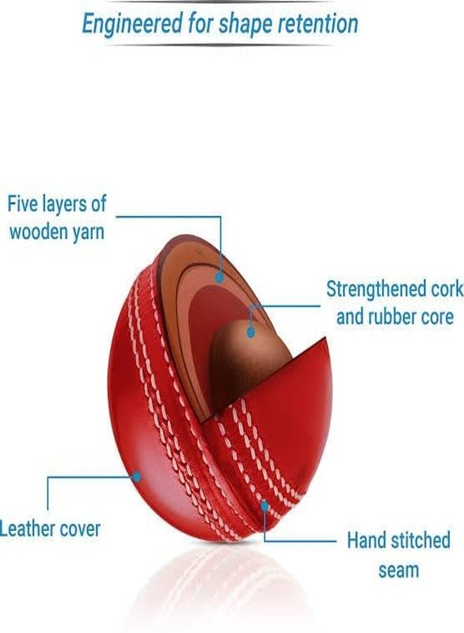 STRIVE FIT Tournament Four-Piece Constructed Leather Cricket Ball | Hand-Stitched, Professional Quality, Perfect for Matches and Training (40 Overs) (Pack of 1) - Image 4