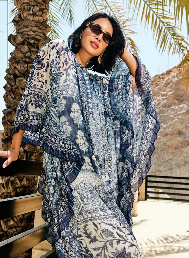 Kaftan Maxi Dress with Printed Design