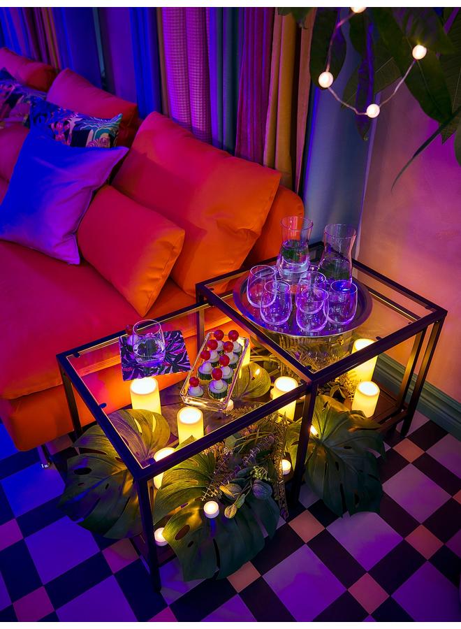 إيروريكس مجموعة طاولات مكونة من قطعتين، أسود-بني/زجاج، 90×50 سم - Image 2