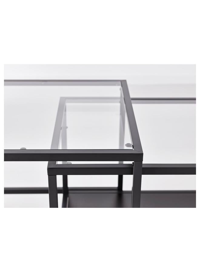 إيروريكس مجموعة طاولات مكونة من قطعتين، أسود-بني/زجاج، 90×50 سم - Image 5