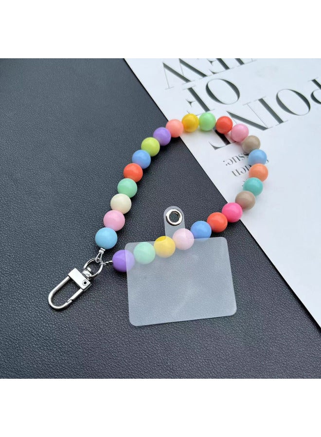 Internet Celebrity Same Style Color Beaded Crossbody Rope Bag Replacement Chain Removable Phone Case Gasket Bohemian Style-Specifications Support Image Upload:Light Color Short Wrist Chain + Transparent Gasket - Image 1