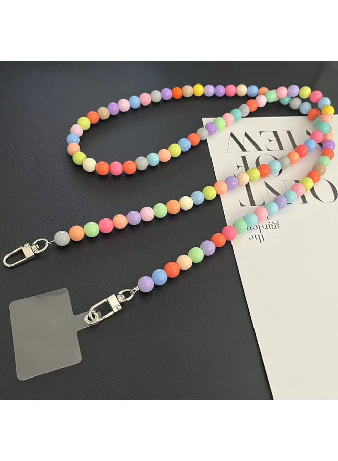 Internet Celebrity Same Style Color Beaded Crossbody Rope Bag Replacement Chain Removable Phone Case Gasket Bohemian Style-Specifications Support Image Upload:Light Color Short Wrist Chain + Transparent Gasket - Image 3