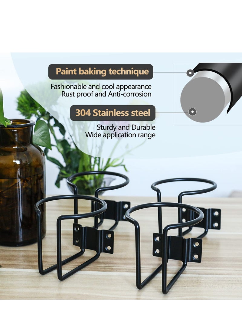 SYOSI cs Boat Cup Holder, Stainless Steel Universal Drink Holders, Black Coating Ring Cup Holders, Suitable Universal Drinks Holders for Marine Yacht Truck RV Metal Cup Holder - Image 2