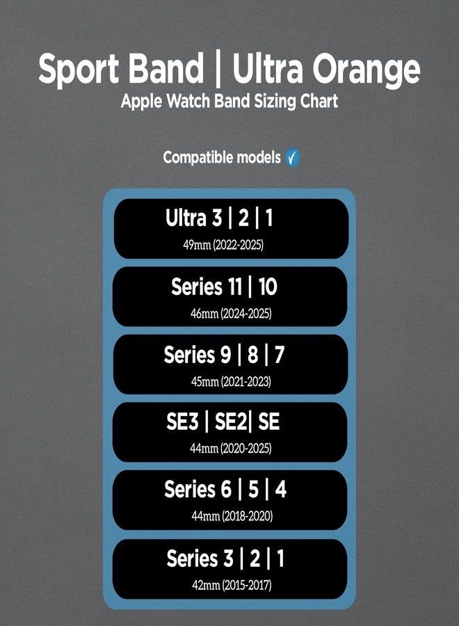 نوماد سوار نوماد الرياضي V2 | للجنسين، سوار ساعة رياضي حلقي | مطاط فلوري، أسود، 22 مم، 42/44/45/49 مم، مقاوم للماء، برتقالي فائق، 42/44/45/49 مم، فريد - Image 5