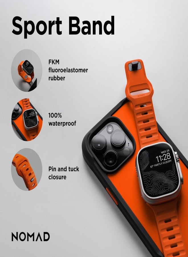 نوماد سوار نوماد الرياضي V2 | للجنسين، سوار ساعة رياضي حلقي | مطاط فلوري، أسود، 22 مم، 42/44/45/49 مم، مقاوم للماء، برتقالي فائق، 42/44/45/49 مم، فريد - Image 2
