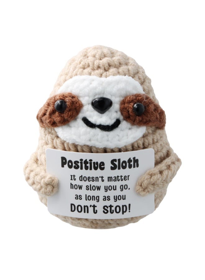 Mordely Crochet Positive Plush Gift, Handmade Knitted Emotional Support Toy with Funny Inspirational Sign, Cute Desk Decor Gift for Women, Friends - Image 1