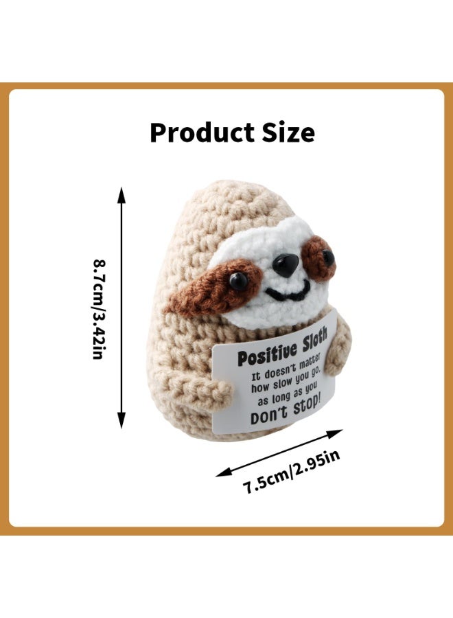 Mordely Crochet Positive Plush Gift, Handmade Knitted Emotional Support Toy with Funny Inspirational Sign, Cute Desk Decor Gift for Women, Friends - Image 2