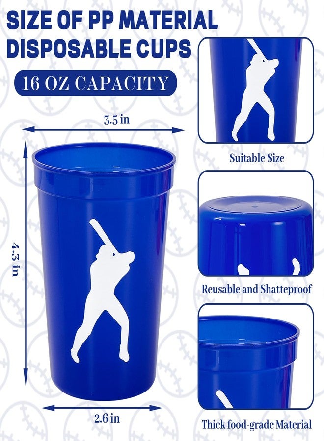 FYSUIMU 36Pcs Baseball Plastic Cups 16oz Red Blue White Sport Ball Disposable Drinking Cups Stackable Party Cups for Birthday Baby Shower End of Season Team Gifts Event Party Favor Supplies - Image 2