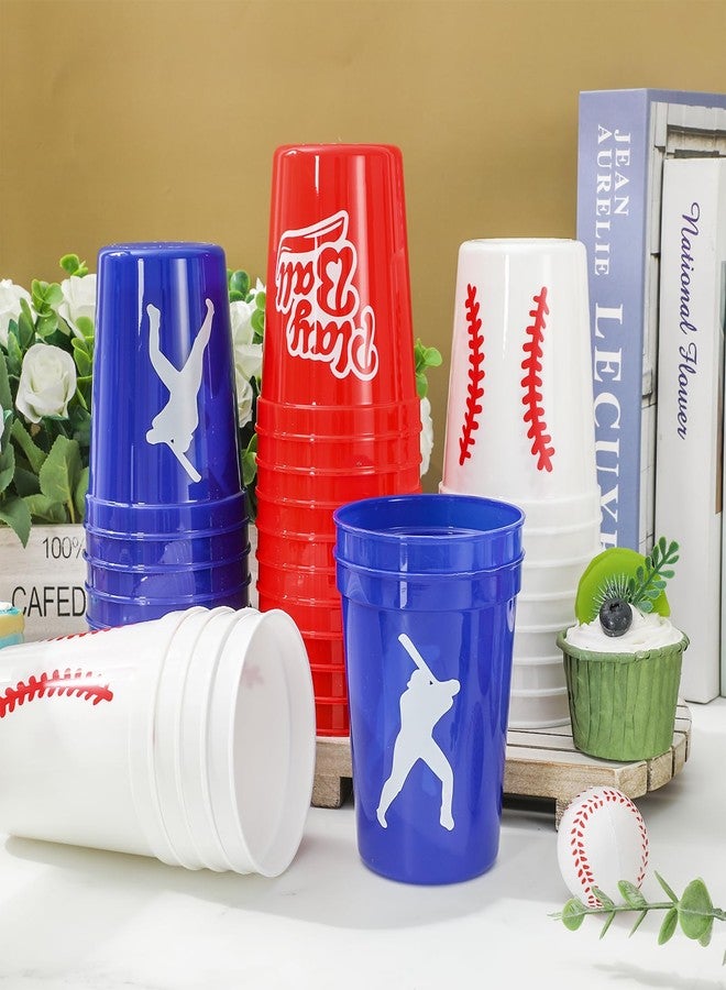 FYSUIMU 36Pcs Baseball Plastic Cups 16oz Red Blue White Sport Ball Disposable Drinking Cups Stackable Party Cups for Birthday Baby Shower End of Season Team Gifts Event Party Favor Supplies - Image 4