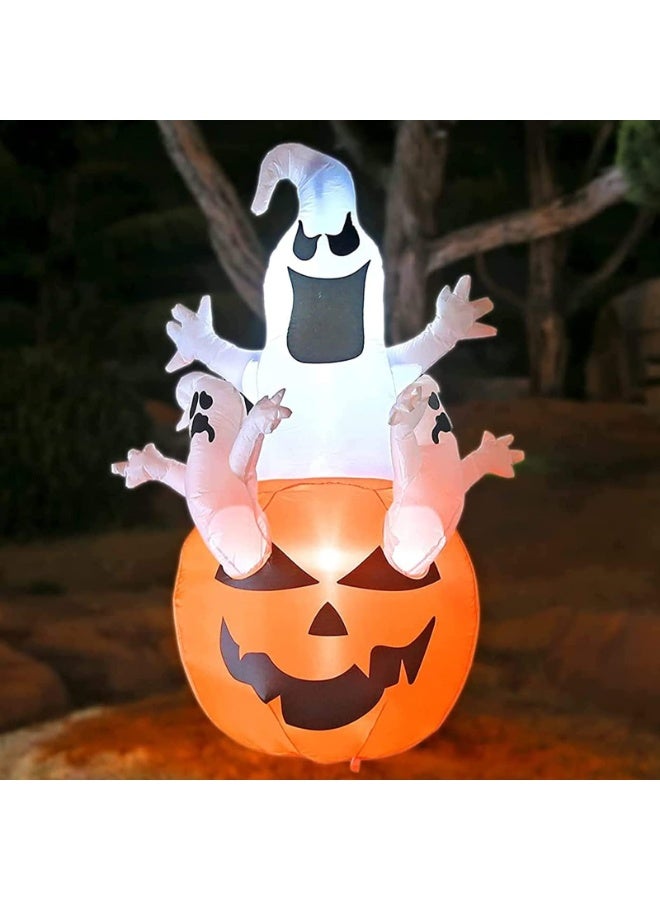 Inflatable Pumpkin Ghost with LED Light Inflatable Toy Outdoor Decoration Halloween (180cm Pumpkin) - Image 1