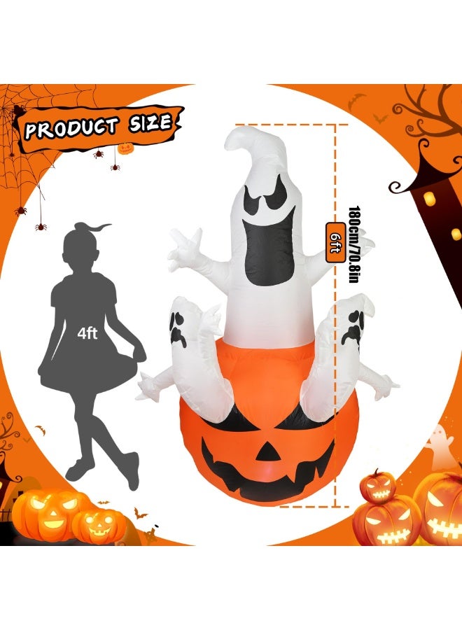 Inflatable Pumpkin Ghost with LED Light Inflatable Toy Outdoor Decoration Halloween (180cm Pumpkin) - Image 2
