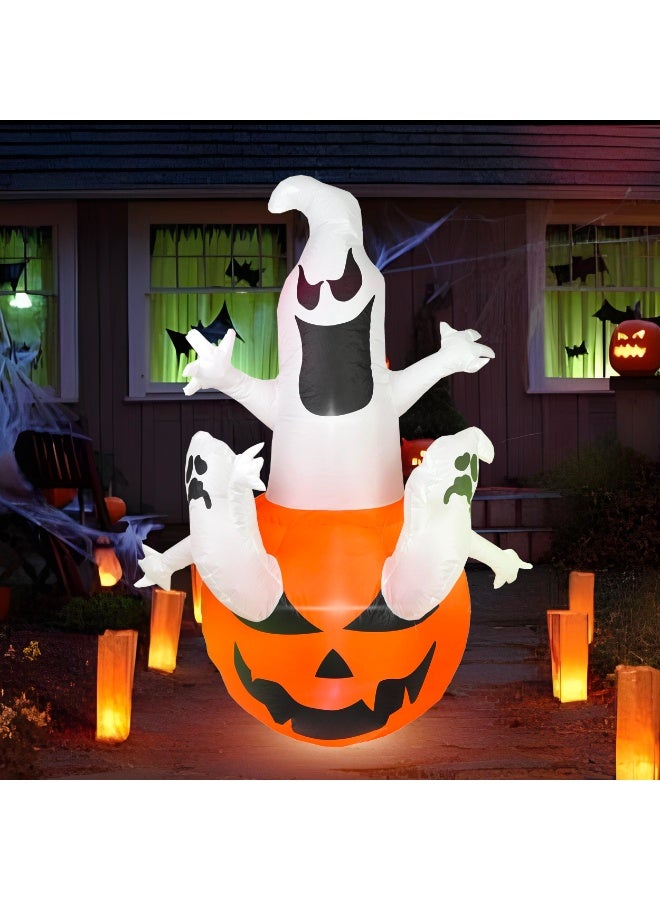 Inflatable Pumpkin Ghost with LED Light Inflatable Toy Outdoor Decoration Halloween (180cm Pumpkin) - Image 4