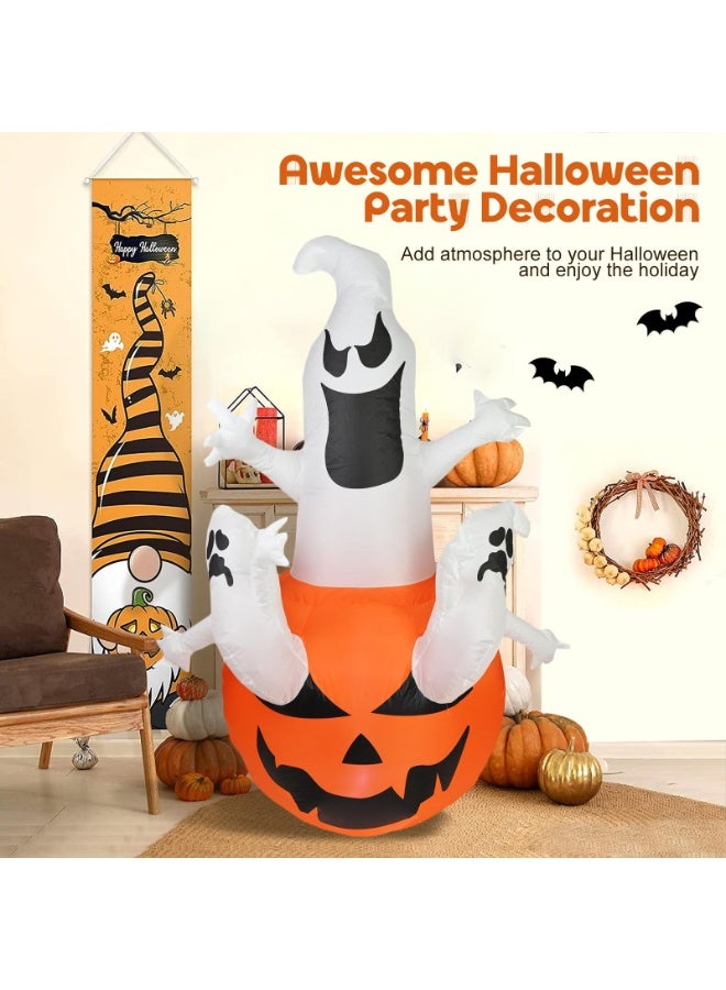Inflatable Pumpkin Ghost with LED Light Inflatable Toy Outdoor Decoration Halloween (180cm Pumpkin) - Image 3