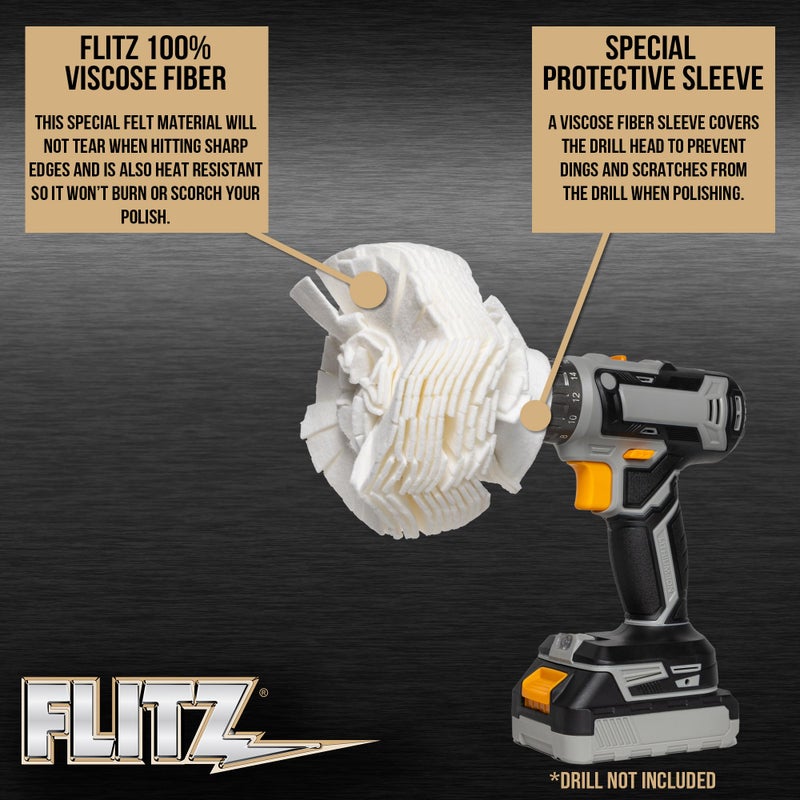 Flitz Buff Ball Car Buffer Drill Attachment with Self-Cooling Design, Never Burns and No Exposed Hardware to Prevent Scratches, Buff and Polish Any Surface, Machine Washable, 5 Inch, White - Image 2