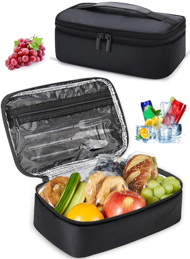 Topyich Portable Cooler Lunch Bag, Black Thermal Bag, Small Lunch Box Bag Portable Lunch Pail with Handle for Men and Women - Image 1
