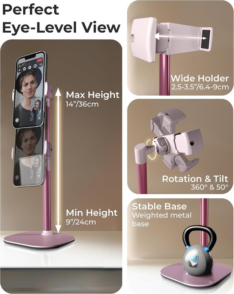 cooper ChatStand, Adjustable Cell Phone Stand for Desk, Cell Phone Holder for Desk, Mobile Stand, Mobile Holder for Apple iPhone, Fits Samsung, Android Smartphones - Pink Rose Gold - Image 3