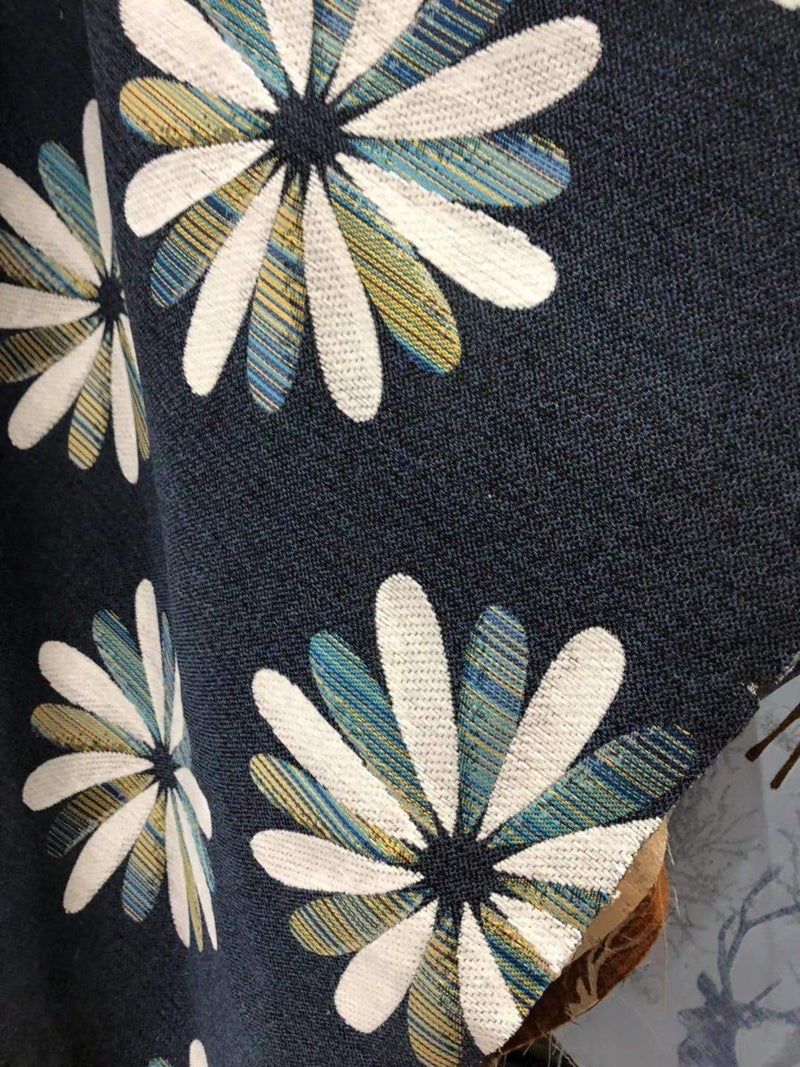 OctoRose Full Size 3 Side Zipper Heavy Duty Chenille Navy Floral Futon Cover Sofa Daybed Mattress Slipcover (Chenille-Navy-Flake, Full Size) - Image 1