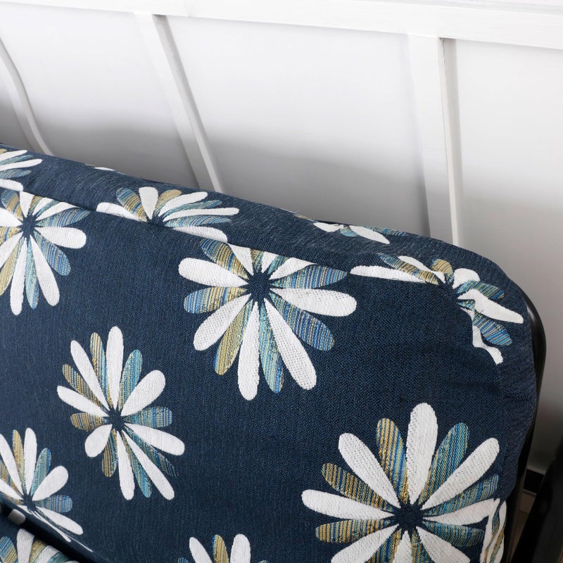 OctoRose Full Size 3 Side Zipper Heavy Duty Chenille Navy Floral Futon Cover Sofa Daybed Mattress Slipcover (Chenille-Navy-Flake, Full Size) - Image 3