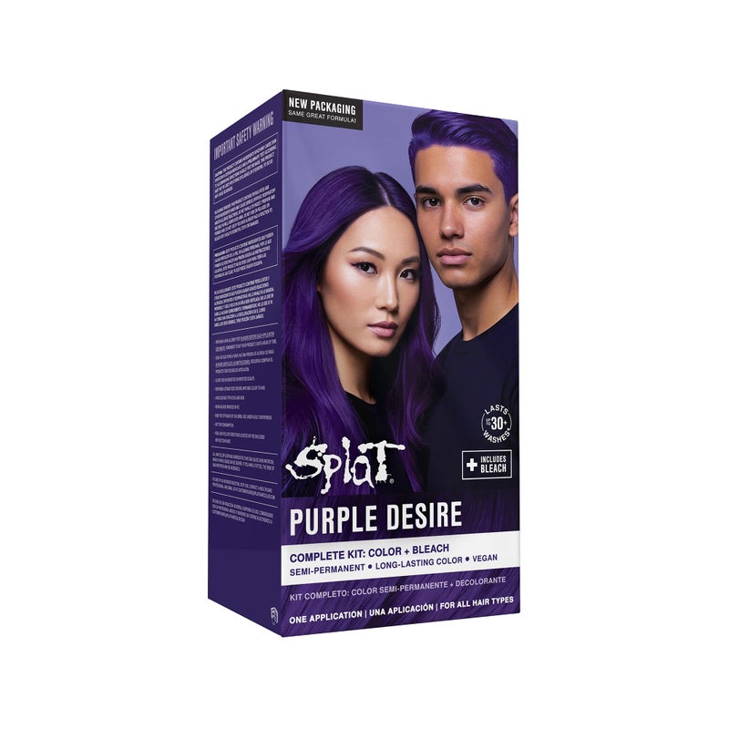 Splat Purple Desire Semi Permanent Hair Dye Kit with Bleach, 1 Application, Includes Purple Hair Dye, Oxide & Bleach Powder, Vegan & Cruelty Free Hair Color - Image 1