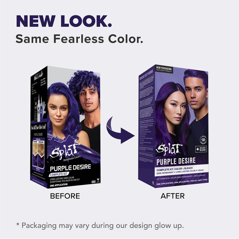 Splat Purple Desire Semi Permanent Hair Dye Kit with Bleach, 1 Application, Includes Purple Hair Dye, Oxide & Bleach Powder, Vegan & Cruelty Free Hair Color - Image 2