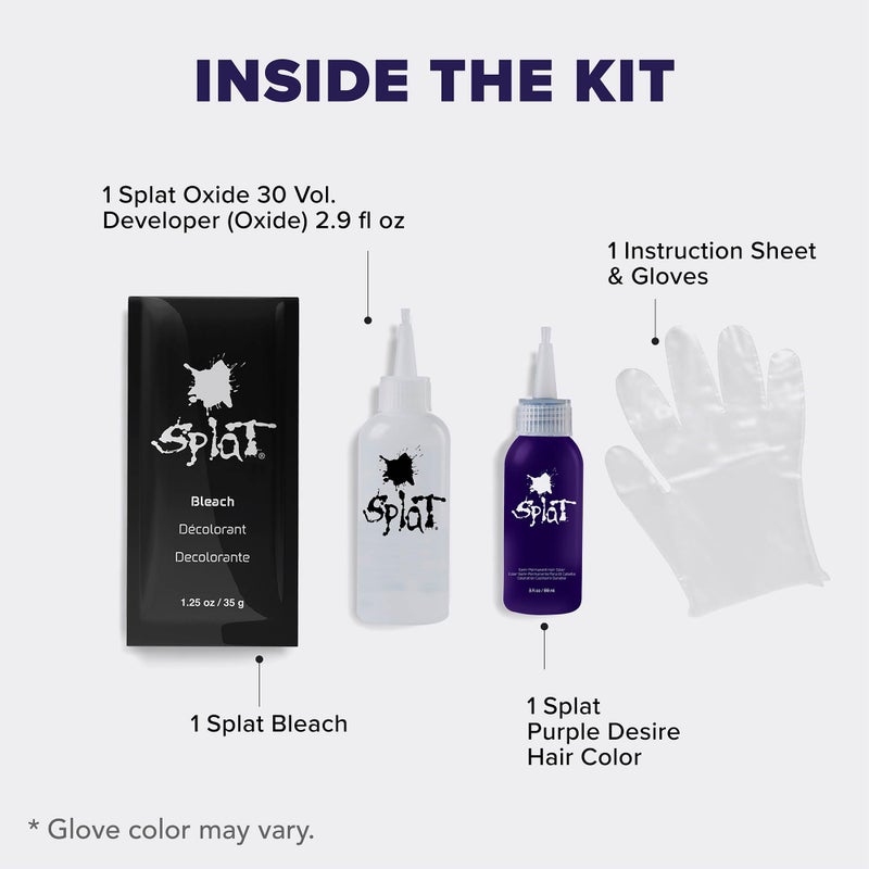 Splat Purple Desire Semi Permanent Hair Dye Kit with Bleach, 1 Application, Includes Purple Hair Dye, Oxide & Bleach Powder, Vegan & Cruelty Free Hair Color - Image 4